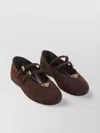 Prada Suede Ballerinas With Flat Sole And Round Toe In Burgundy