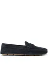 Prada Enamel-triangle-logo Suede Loafers In Black