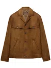 Prada Button-up Brown Coat With Structured Collar In Brown