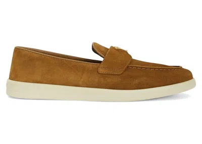 Pre-owned Prada Suede Leather Loafers (women's) Sneakers In Brown