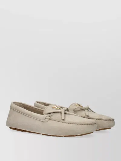 Prada Suede Leather Mules In Neutral