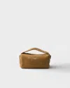 Prada Suede Leather Shoulder Bag In Brown