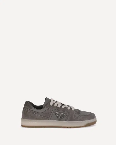 Prada Suede Leather Sneakers In Gray