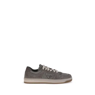 Prada Suede Leather Sneakers In Black