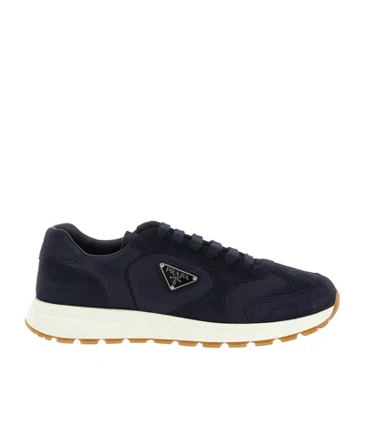 Prada Suede Leather Sneakers In Blue