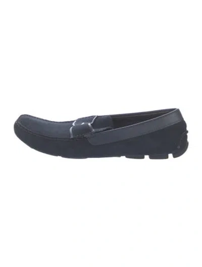 Pre-owned Prada Suede Leather Trim Embellishment Drivers In Blue