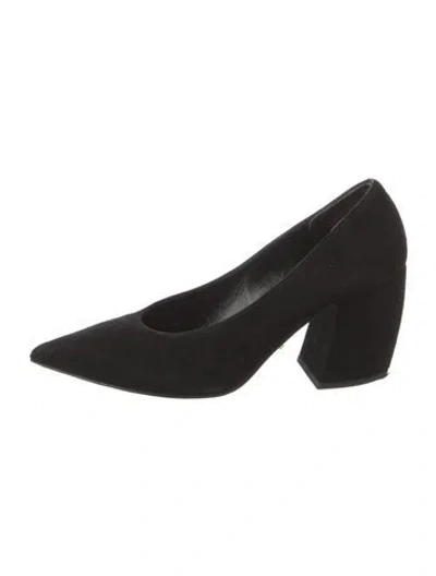 Pre-owned Prada Suede Leather Trim Embellishment Pumps In Black
