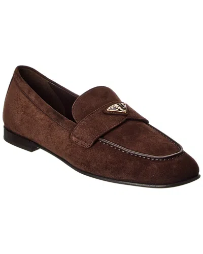 Prada Suede Loafer In Brown