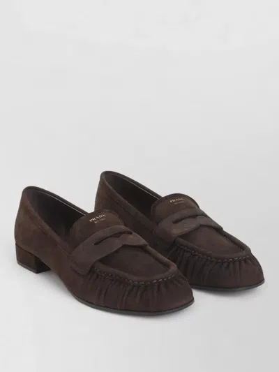 Prada Suede Loafer Leather Strap Low Heel In Multi