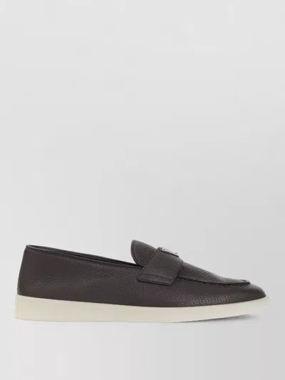 Prada Suede Loafer Modern Silhouette Rubber Sole In Black