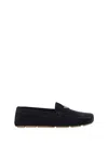 Prada Enamel-triangle-logo Suede Loafers