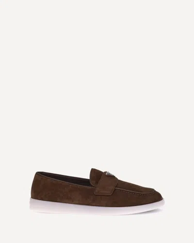 Prada Suede Loafers In Brown