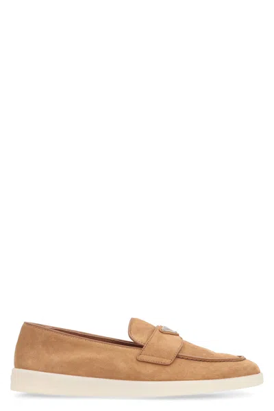 Prada Suede Loafers In Brown