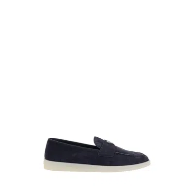 Prada Suede Loafers In Black