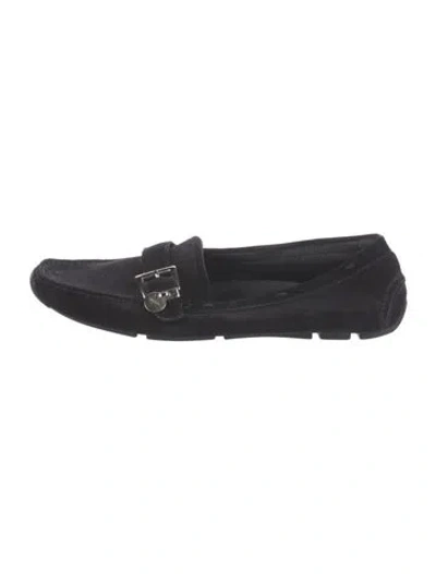 Pre-owned Prada Suede Loafers In Black