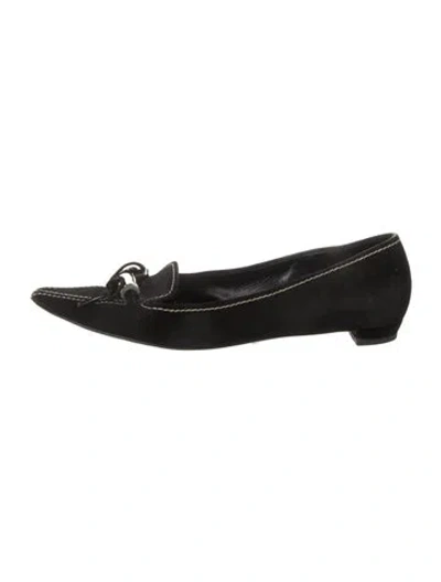 Pre-owned Prada Suede Loafers In Black