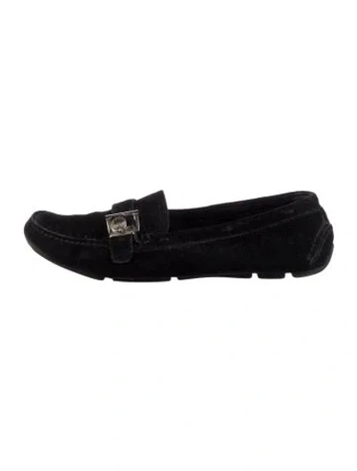 Pre-owned Prada Suede Loafers In Black