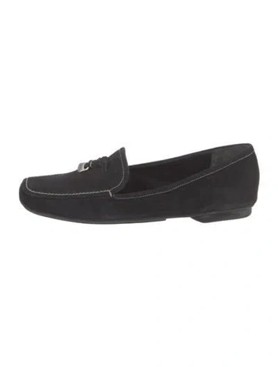 Pre-owned Prada Suede Loafers In Black