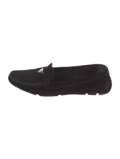 Pre-owned Prada Suede Loafers In Black