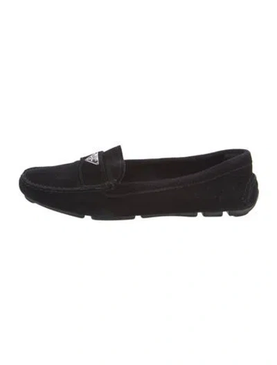 Pre-owned Prada Suede Loafers In Black