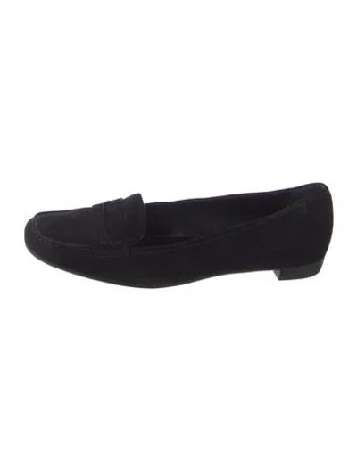 Pre-owned Prada Suede Loafers In Black