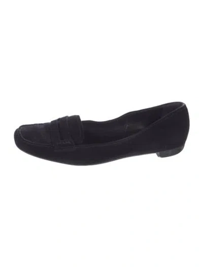 Pre-owned Prada Suede Loafers In Black