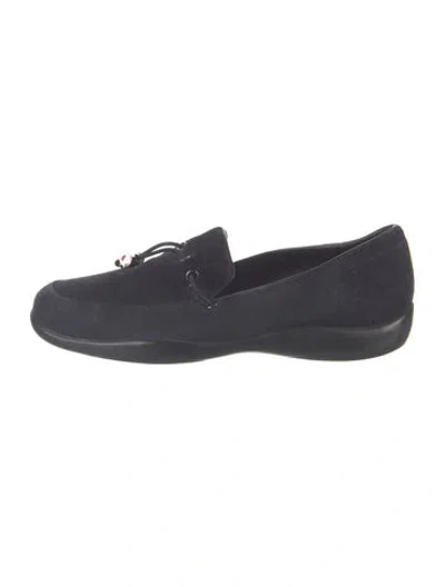 Pre-owned Prada Suede Loafers In Black