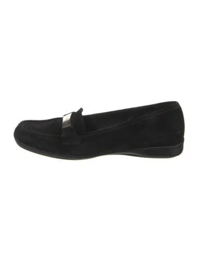 Pre-owned Prada Suede Loafers In Black