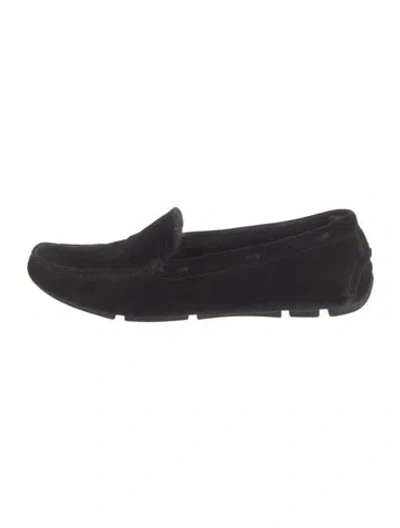 Pre-owned Prada Suede Loafers In Black