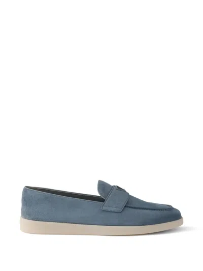 Prada Suede Loafers In Blue