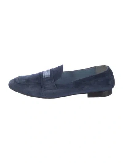 Pre-owned Prada Suede Loafers In Blue