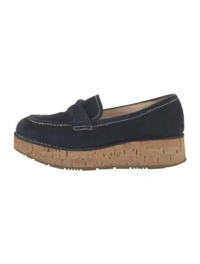 Pre-owned Prada Suede Loafers In Blue
