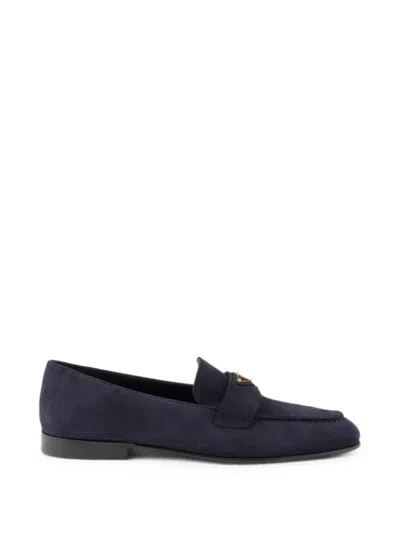 Prada Suede Loafers In Blue