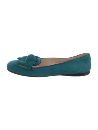 Pre-owned Prada Suede Loafers In Blue