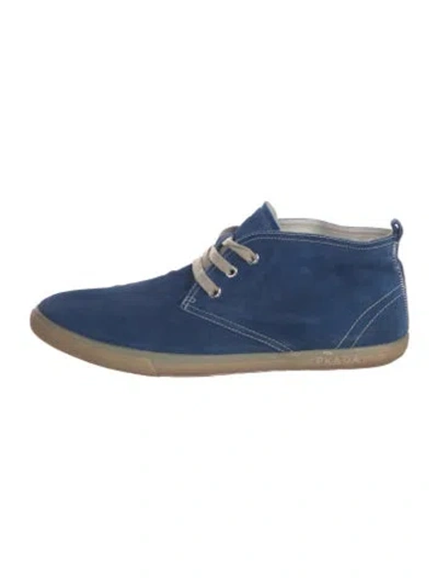 Pre-owned Prada Suede Loafers In Blue