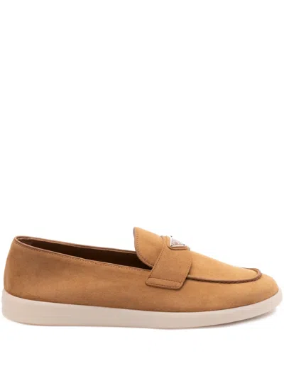 Prada Suede Loafers In Brown