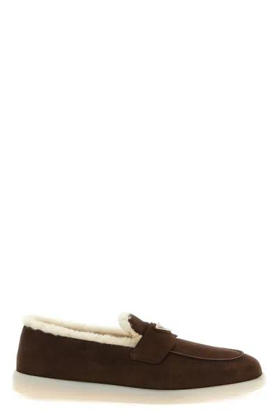 Prada Suede Loafers In Brown