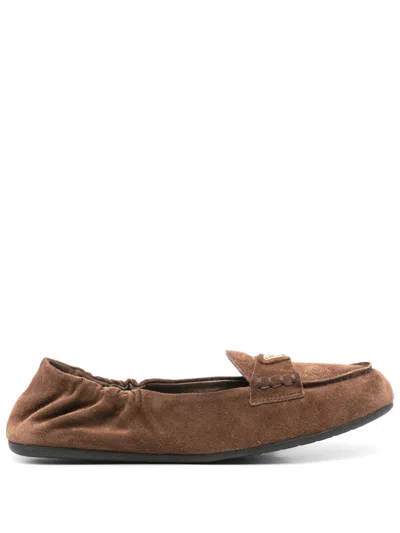Prada Suede Loafers In Brown