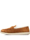 Prada Women Suede And Shearling Loafers In Brown