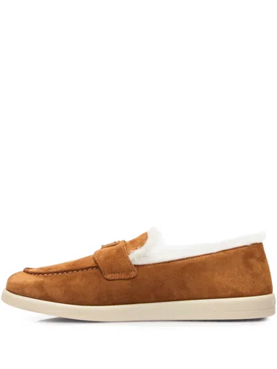 Prada Suede Loafers In Brown