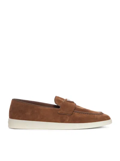 Prada Suede Loafers In Brown
