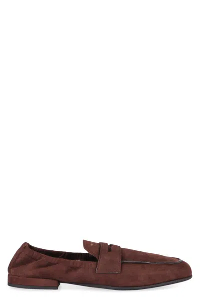 Prada Suede Loafers In Brown