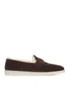 Prada Suede Loafers With Round Toe And Rubber Sole In Brown