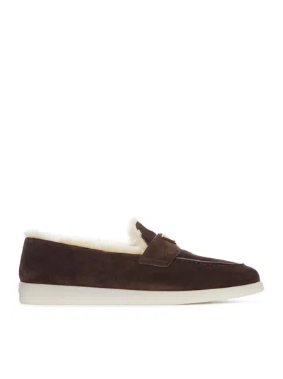 Prada Suede Loafers In Brown