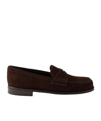 Prada Suede Loafers In Brown