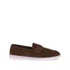 Prada Brown Calf Leather Bos Taurus Slip-on Loafers In Brown
