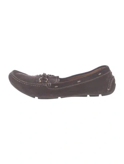 Pre-owned Prada Suede Loafers In Brown