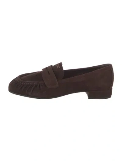 Pre-owned Prada Suede Loafers In Brown