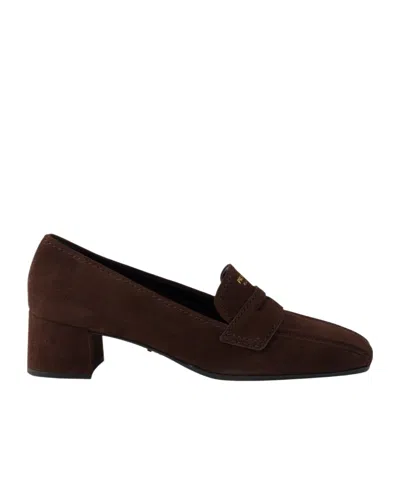 Prada Suede Loafers In Brown