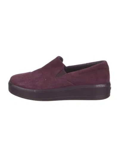 Pre-owned Prada Suede Loafers In Burgundy